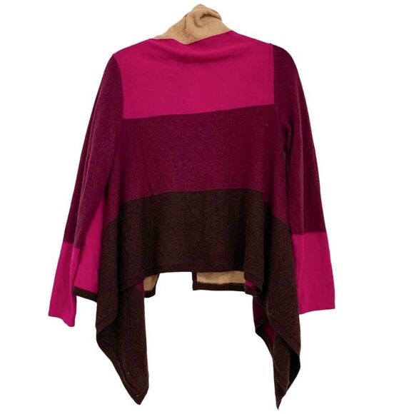 Charter Club Luxury Sz M 100% cashmere colorblock open drape cardigan sweater - Picture 2 of 8